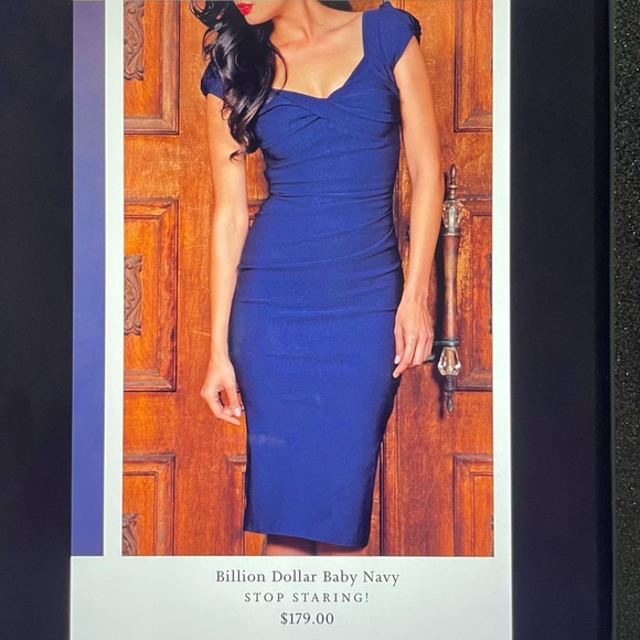 Stop Staring Dresses & Skirts - Stop Staring Million Dollar Navy Retro Pencil Dress